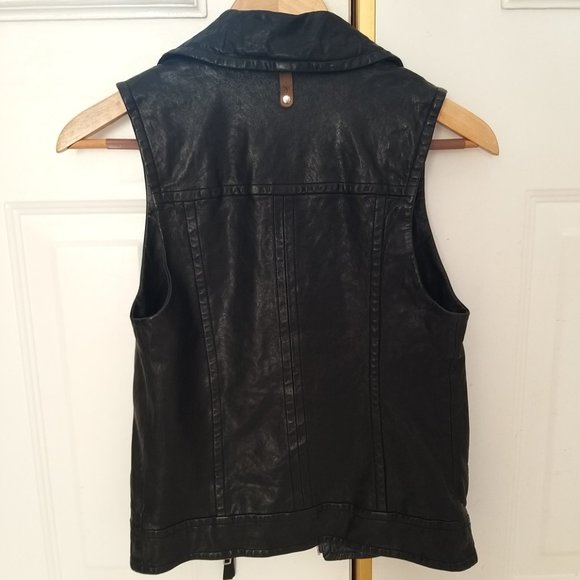 Mackage Frederica Black Leather Vest - Size XXS  Pre-owned - Picture 3 of 11